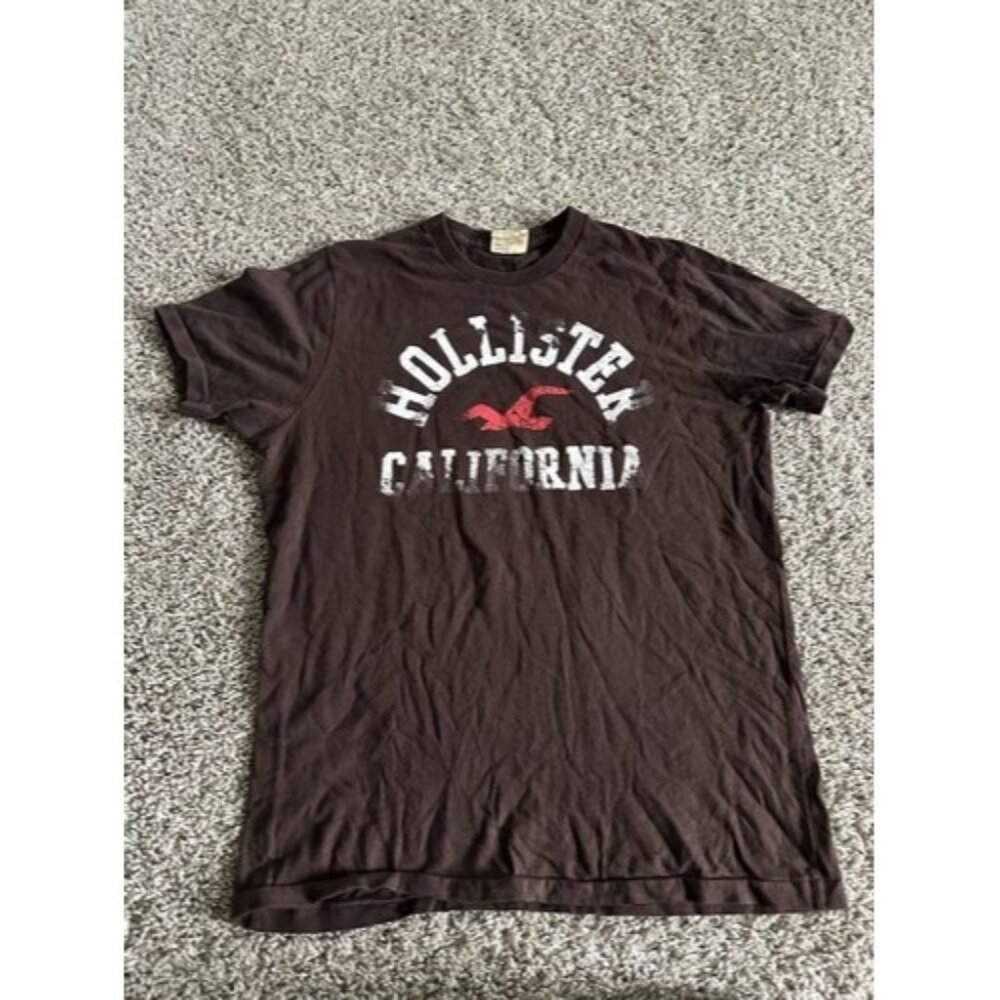 Hollister Logo Short Sleeve Crew Neck Brown Size Medium Pull Over